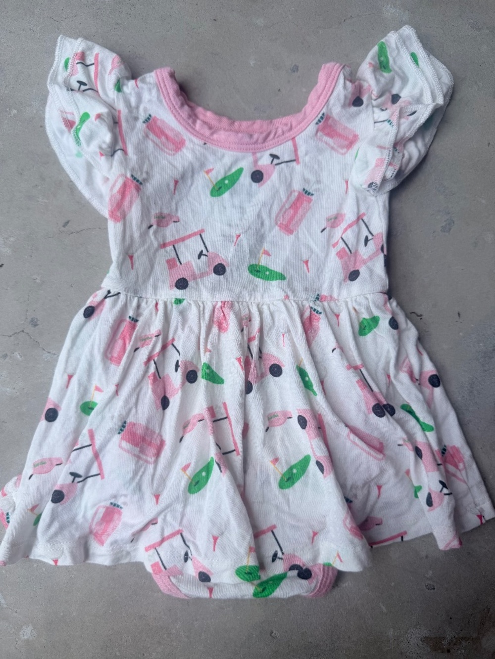 Baby Bamboo Golf Themed Skirted Bodysuit Dress